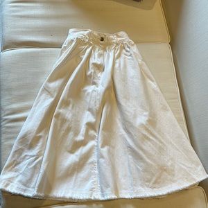 White denim midi skirt